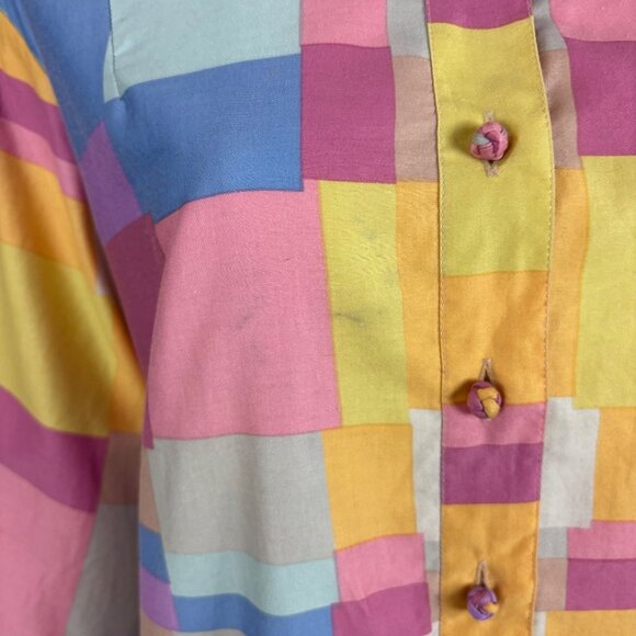 Vintage 70s Colorblock Dress Womens XL Pastel Artsy Forever Catherine Ogust - Picture 13 of 14